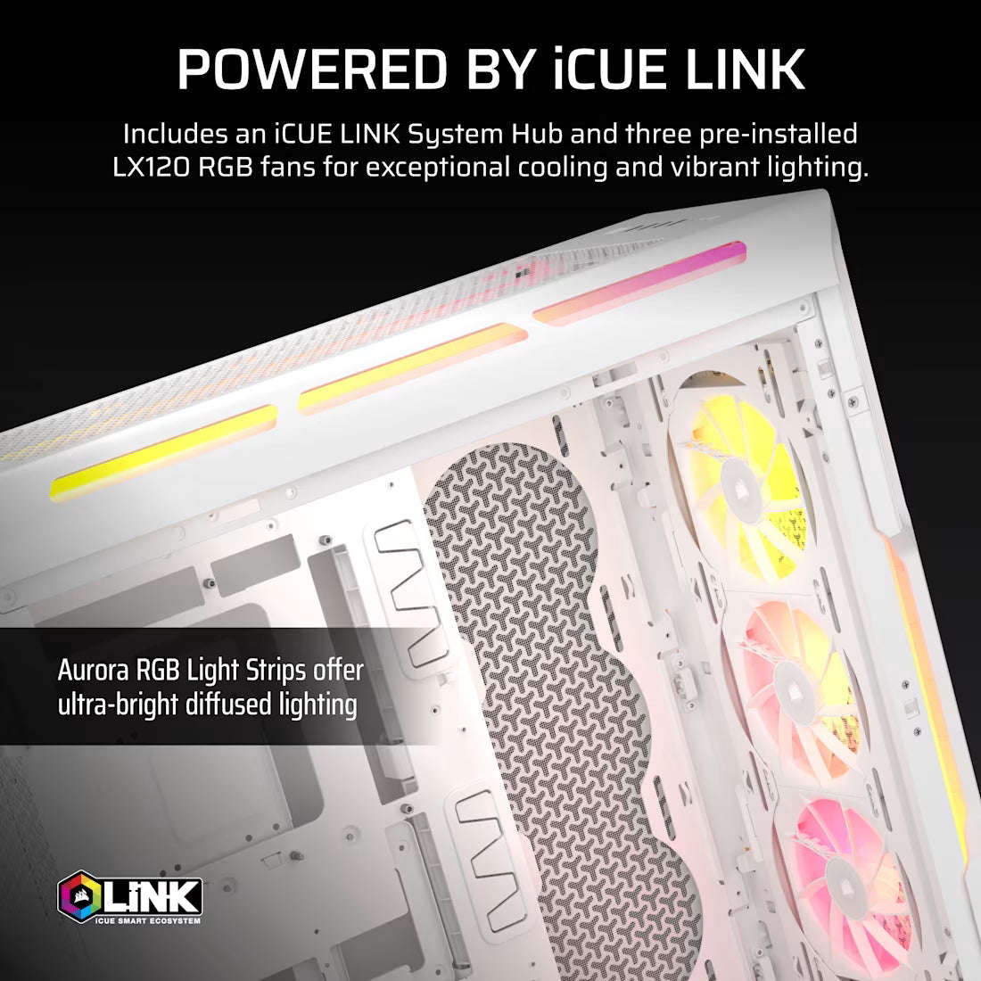 Corsair iCUE LINK 5000T LX RGB Mid-Tower High-Performance PC Case - White