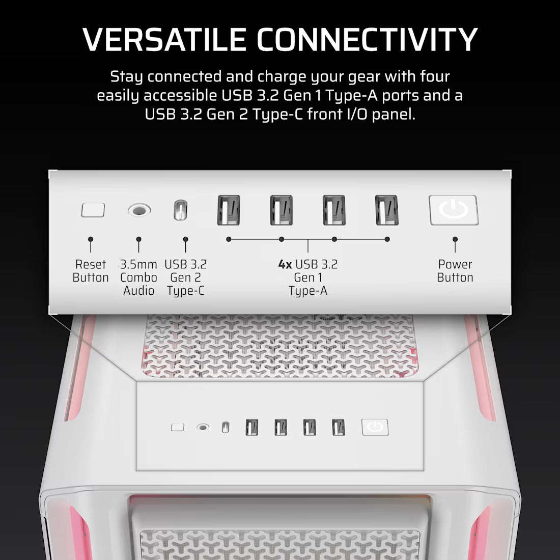 Corsair iCUE LINK 5000T LX RGB Mid-Tower High-Performance PC Case - White