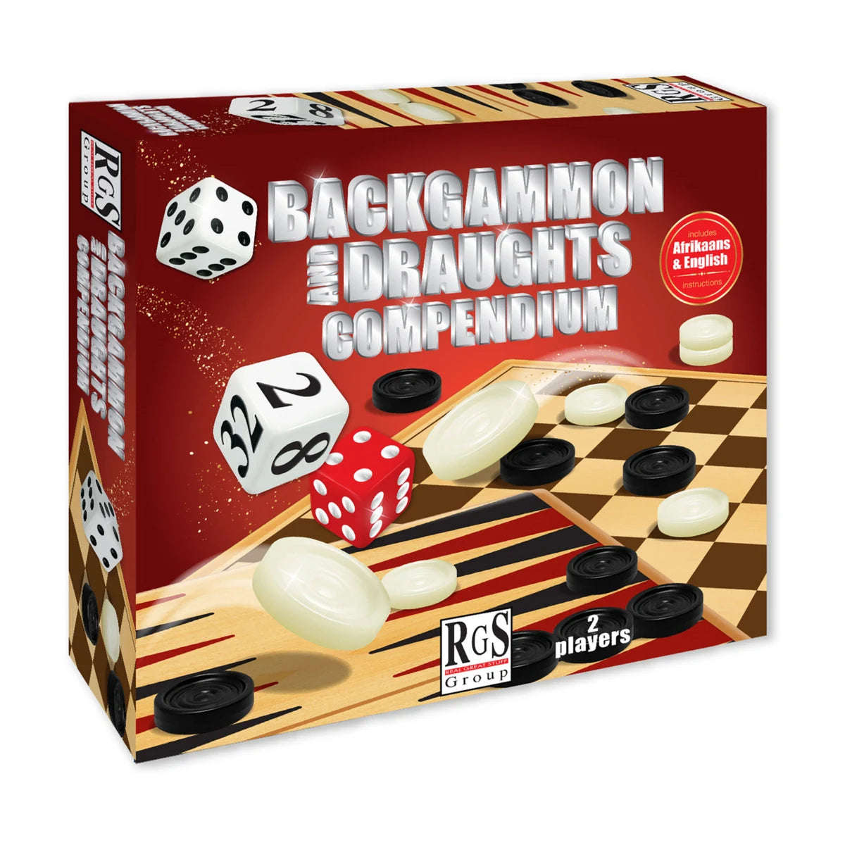 2-in-1 Backgammon & Checkers (Draughts) Game Set  Reversible Board