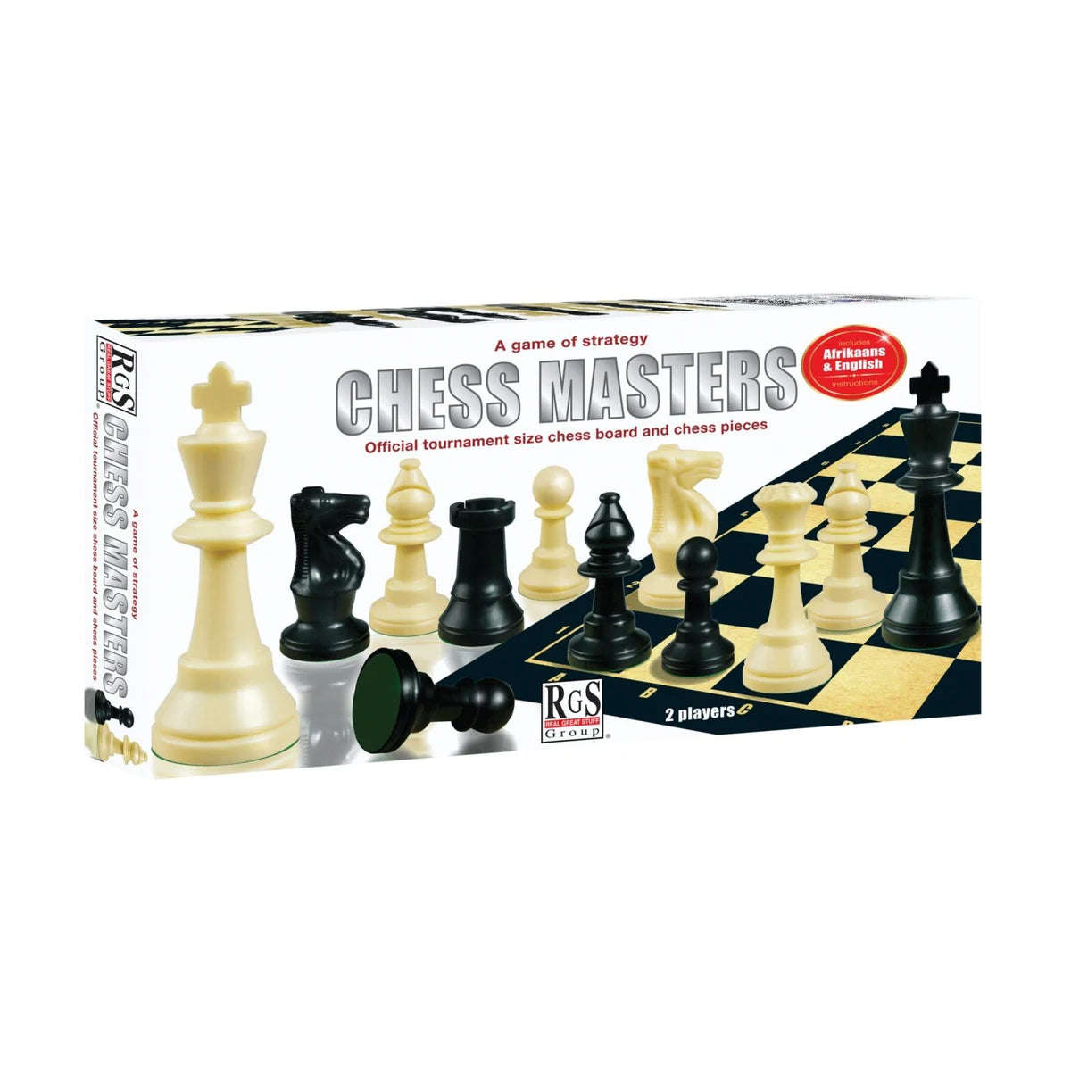 Chess Masters Chess Set: 9cm King  Staunton Pieces + Hinged Board