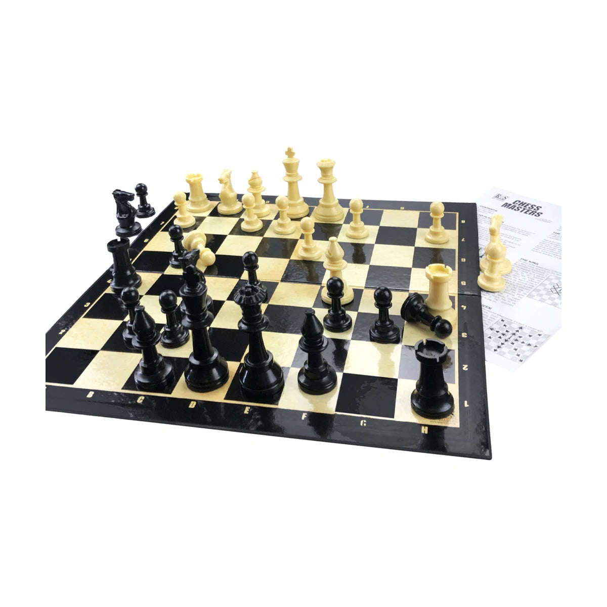 Chess Masters Chess Set: 9cm King  Staunton Pieces + Hinged Board