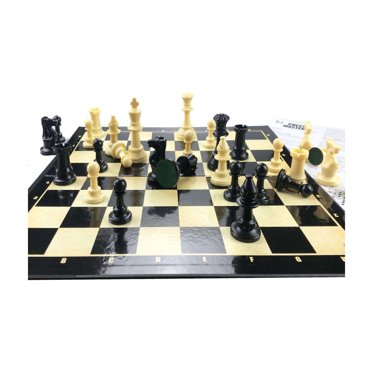 Chess Masters Chess Set: 9cm King  Staunton Pieces + Hinged Board