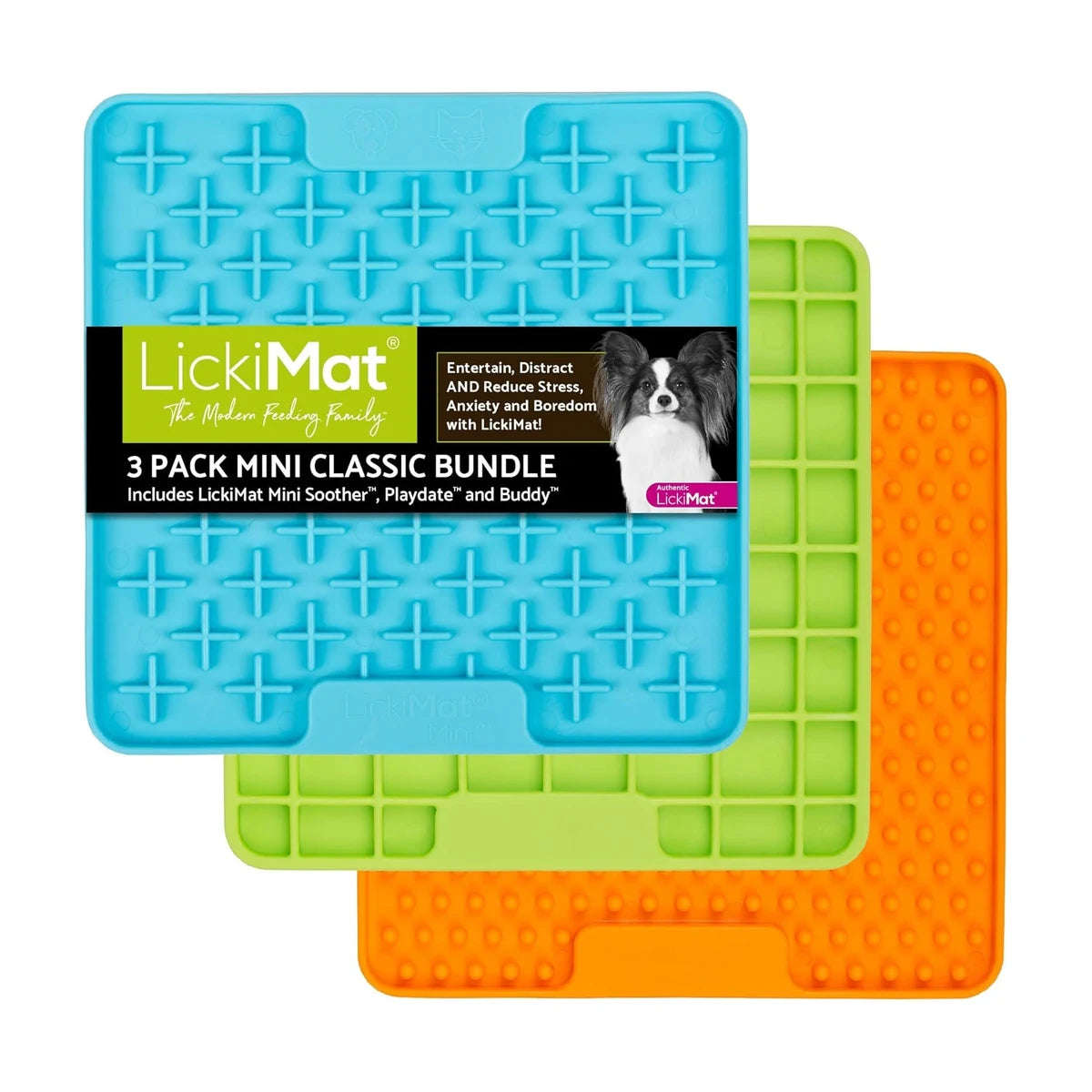 LickiMat Mini Classic 3 Pack Bundle (Buddy + Playdate + Soother)
