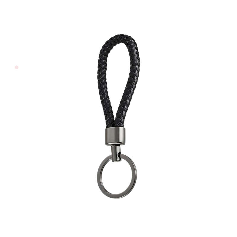 Leather Braided Rope Keychain GBS23-3 Black