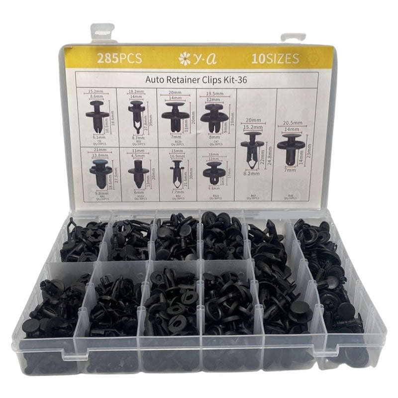285pcs 12 Types Plastic Fastener Clip Kit-36