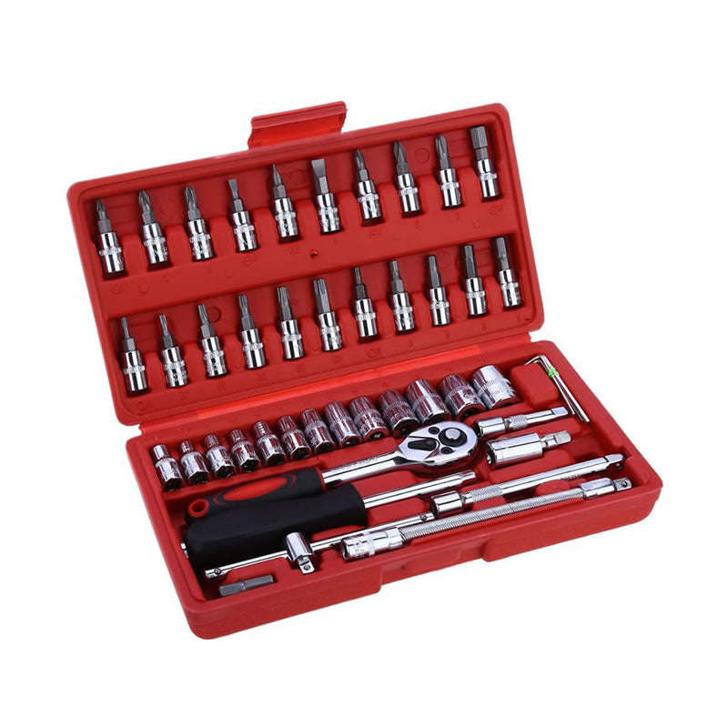 Auto 46 Piece Drive Socket Ratchet Wrench Set XF21