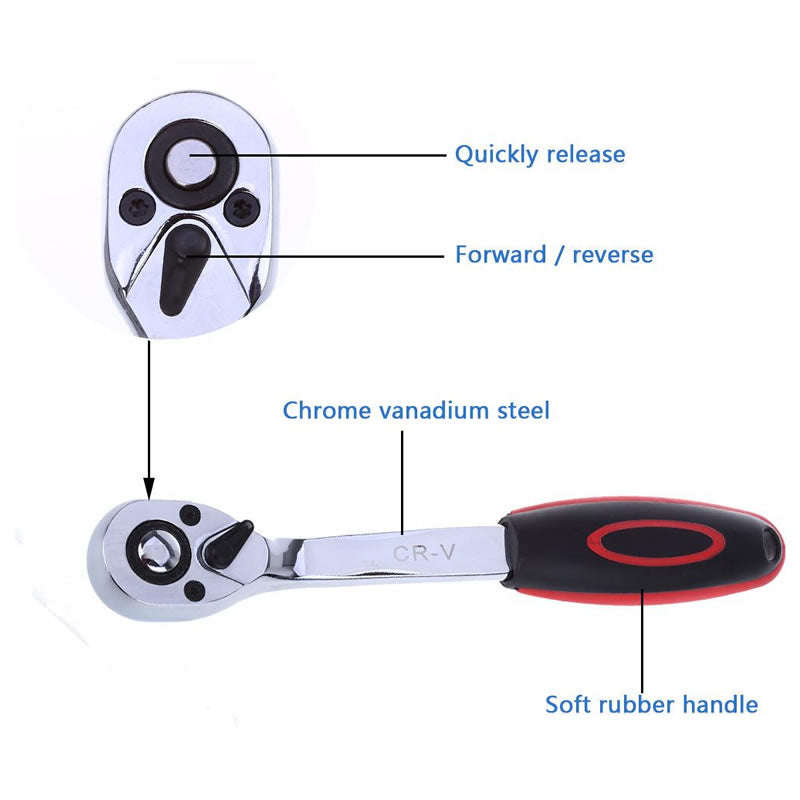 Auto 46 Piece Drive Socket Ratchet Wrench Set XF21