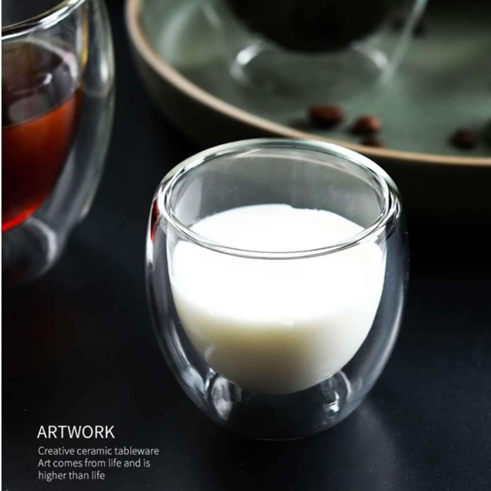 250ml Double Wall Glass Mug - Set of 2