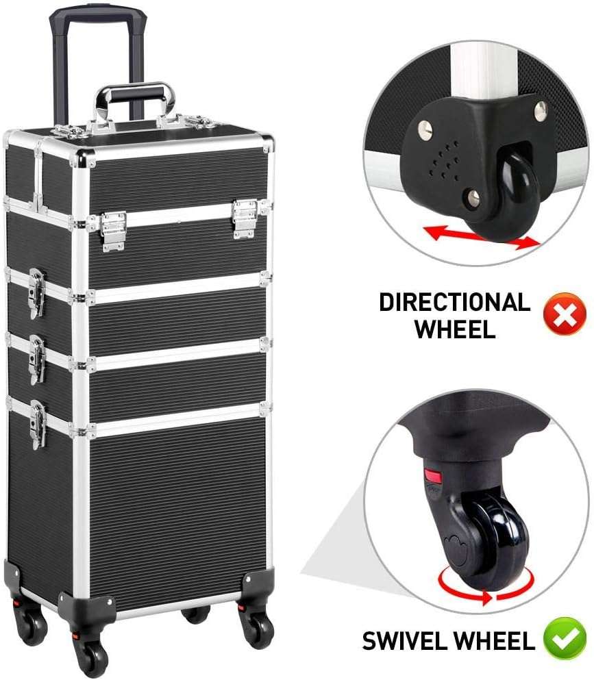 3-in-1 Professional Makeup Trolley Case Organiser BLACK