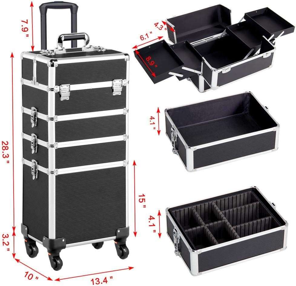 3-in-1 Professional Makeup Trolley Case Organiser BLACK