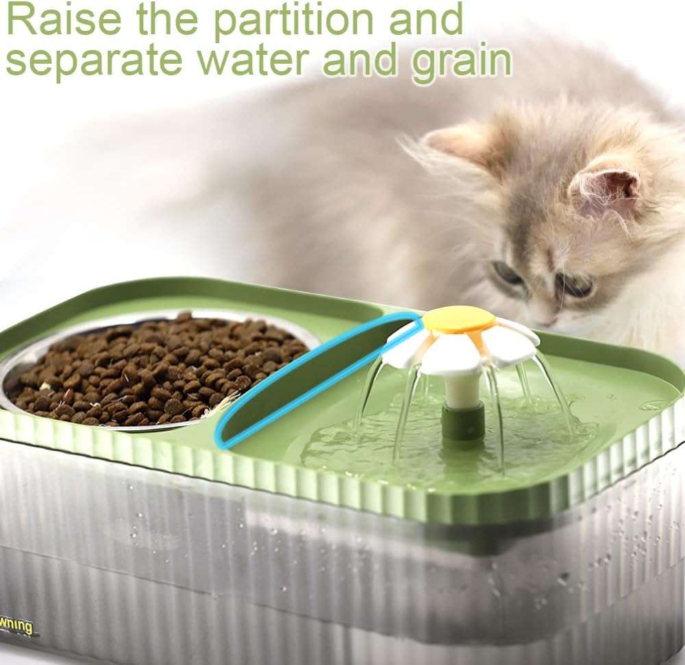 Cat Food Bowl With Automatic Flower Fountain Pump DP-208