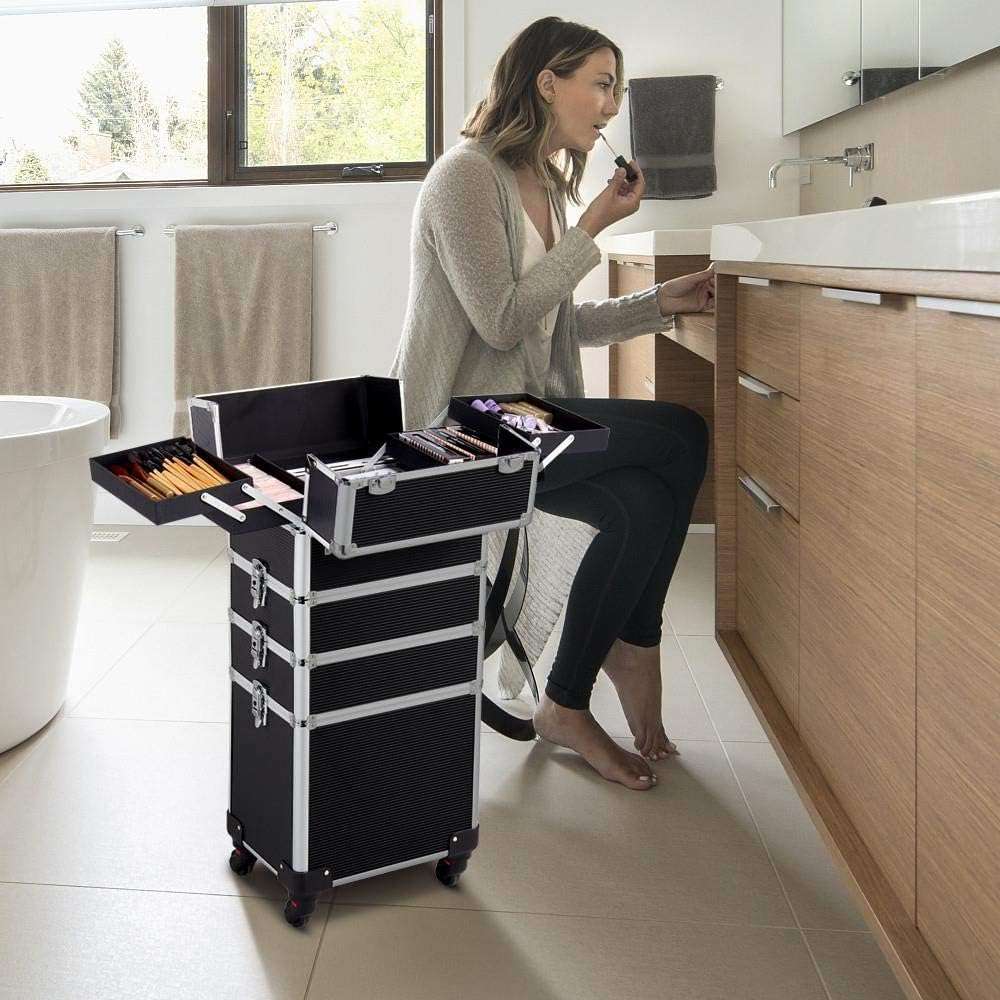 3-in-1 Professional Makeup Trolley Case Organiser BLACK