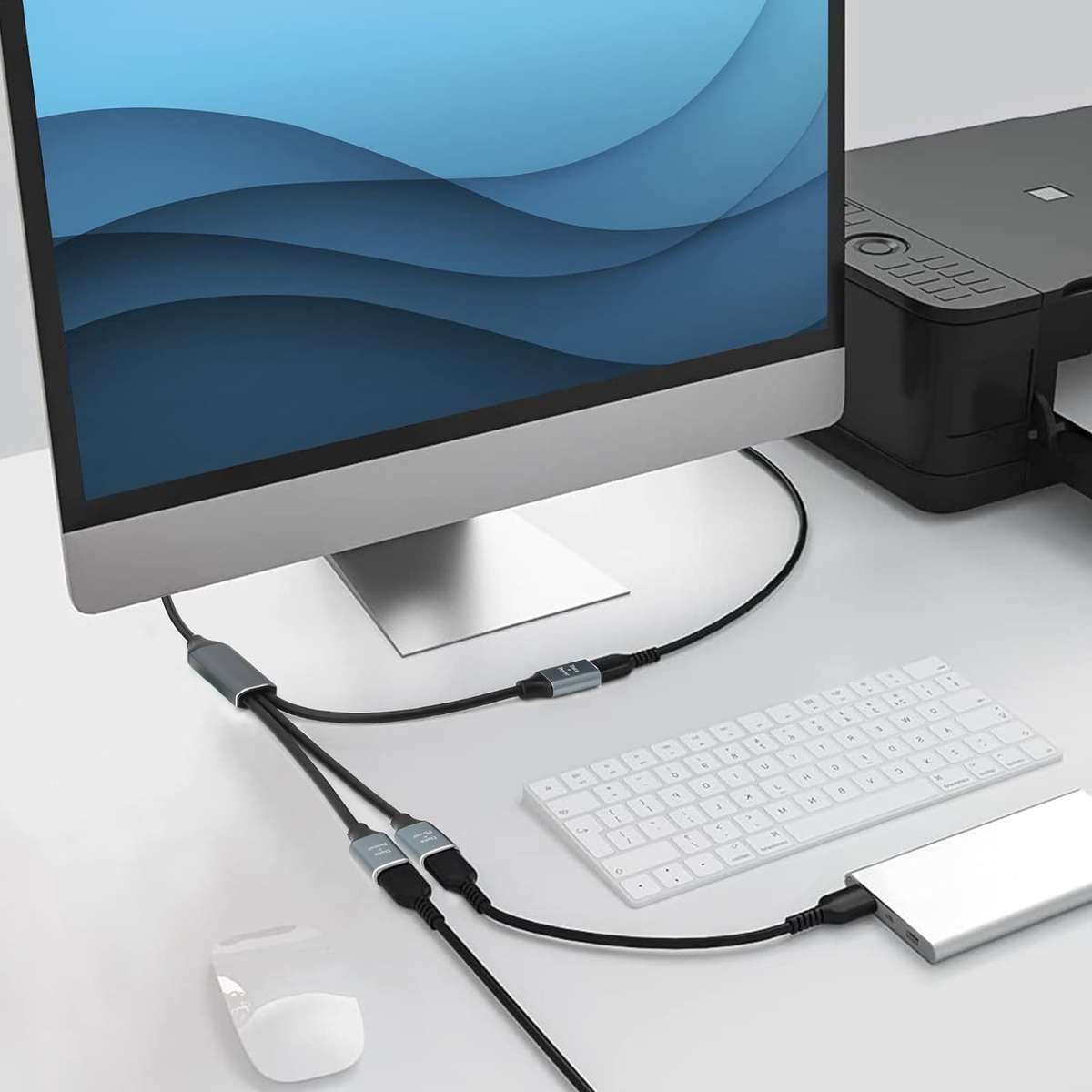 USB A + C To 3AF Y Splitter Data Extension Adapter Cable Q-HD719