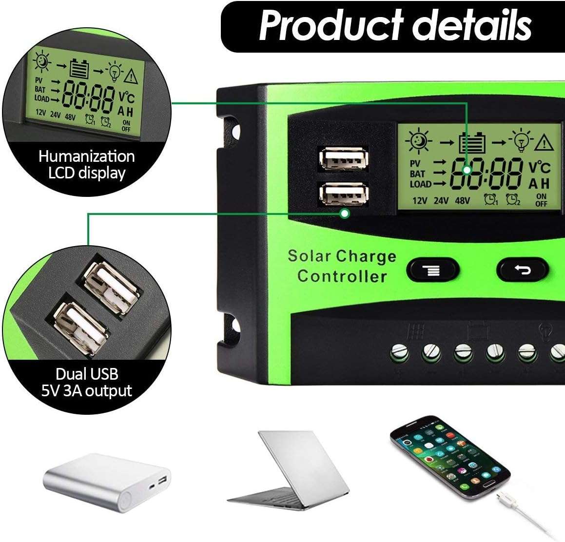 30A LCD Solar Panel Battery Regulator For Solar Off-Grid System