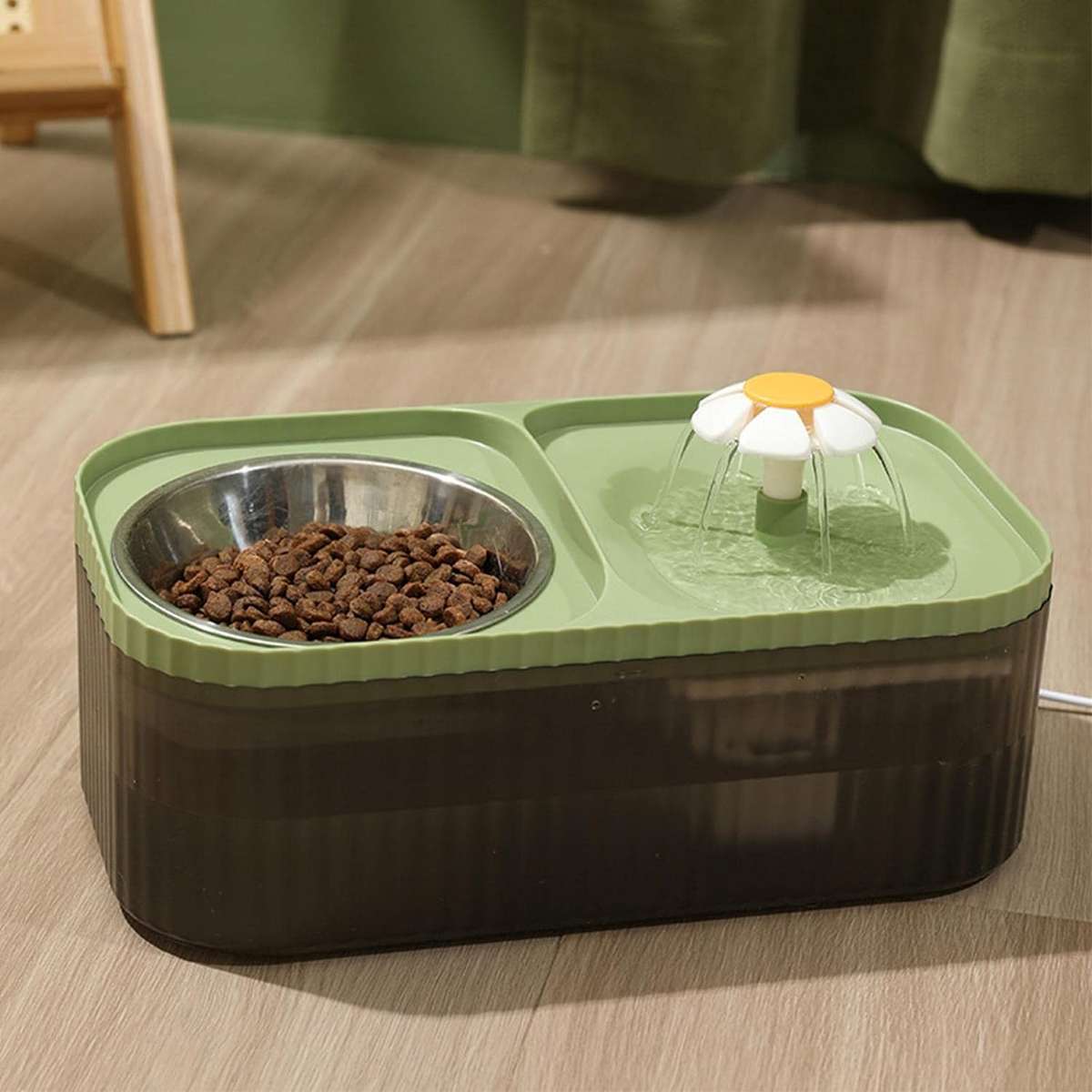 Cat Food Bowl With Automatic Flower Fountain Pump DP-208