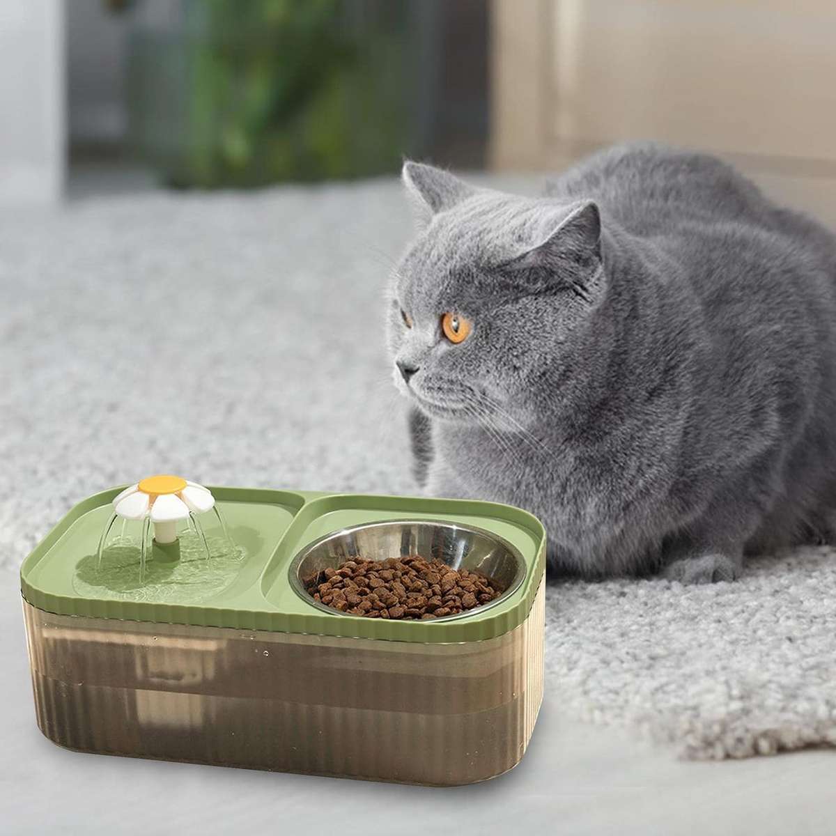 Cat Food Bowl With Automatic Flower Fountain Pump DP-208