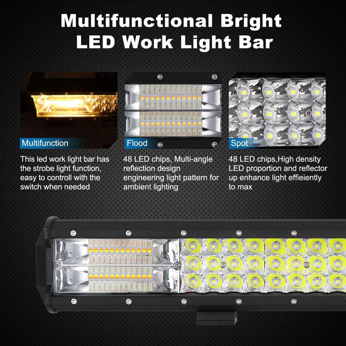 252W Heavy-Duty Waterproof 45cm LED Car Light Bar