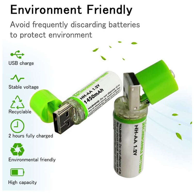 1.2V USB Rechargeable AA 2pcs Batteries AA-68