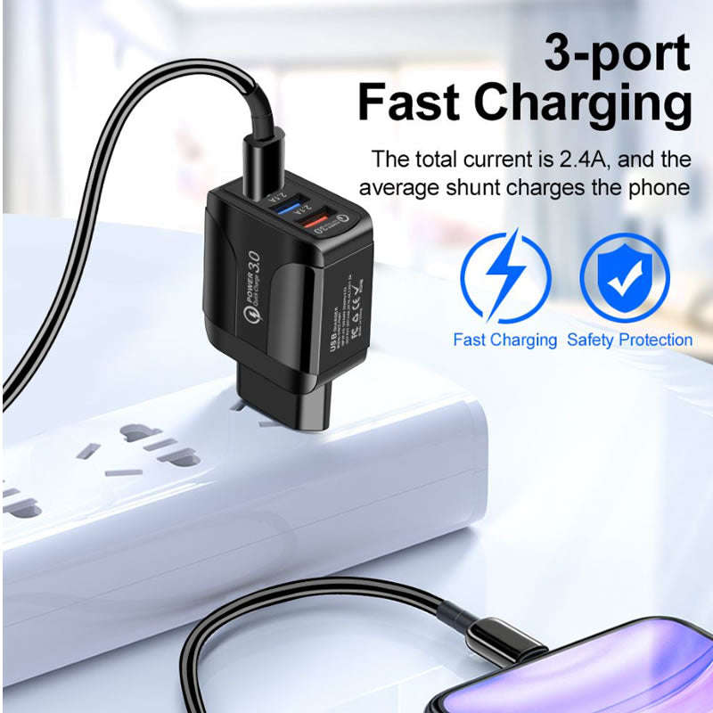 3 Port Power 3.0 Quick Charge Smart and Fast Charger 240V -QC-03