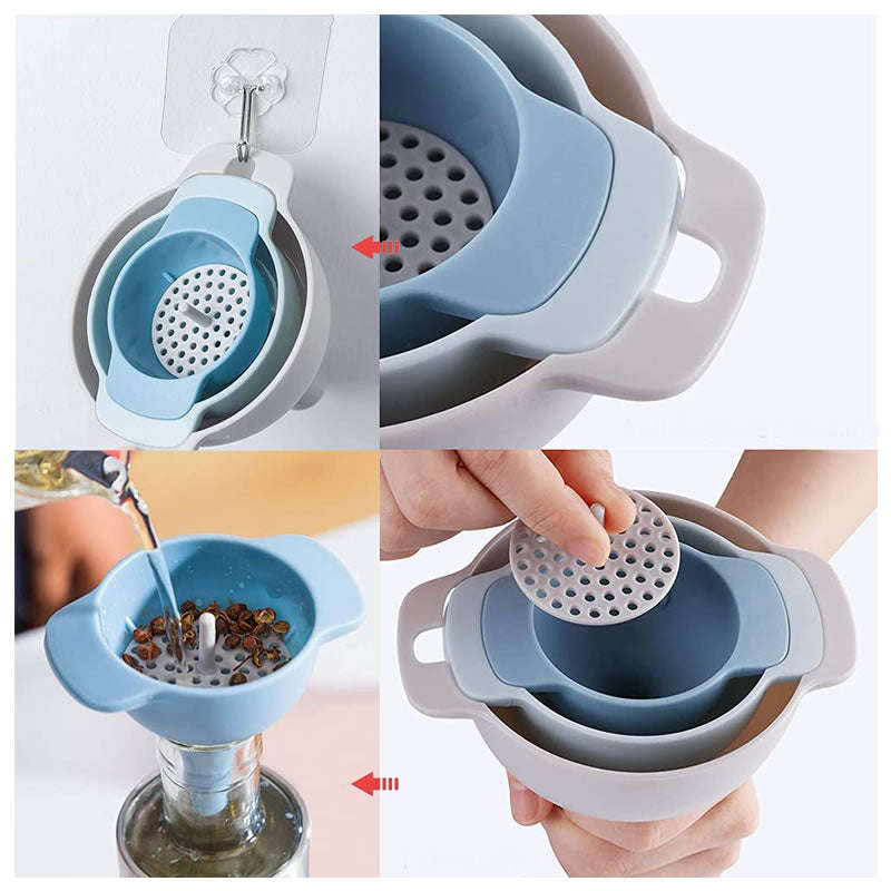 4pcs Multifunctional Funnel with Removable Strainer Filter Set- 1831532
