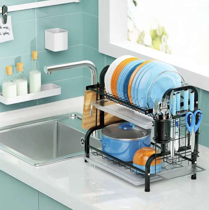 2-Layer Stainless Steel Kitchen Dish Drying Rack Organizer ID-102