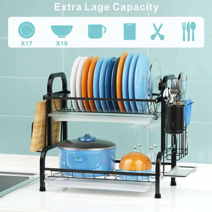2-Layer Stainless Steel Kitchen Dish Drying Rack Organizer ID-102