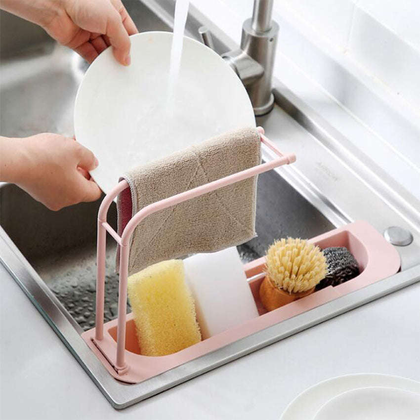 Telescopic Expandable Sink Drain Basket Holder Rack F42-8-765 Pink