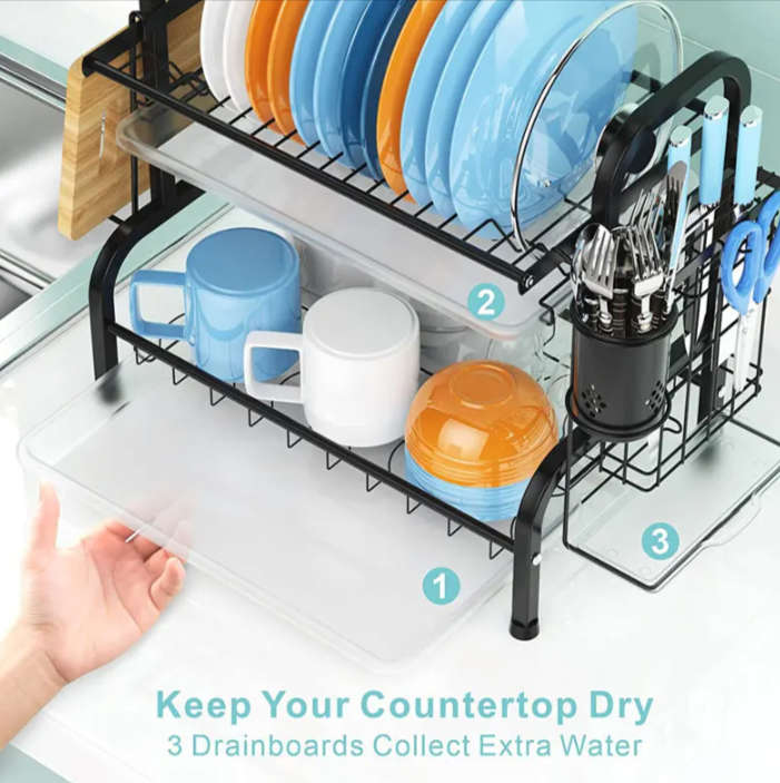 2-Layer Stainless Steel Kitchen Dish Drying Rack Organizer ID-102