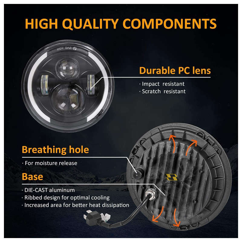 75W 7-Inch LED Headlight For Jeep and Wrangler Off-Road Work Light PC-7