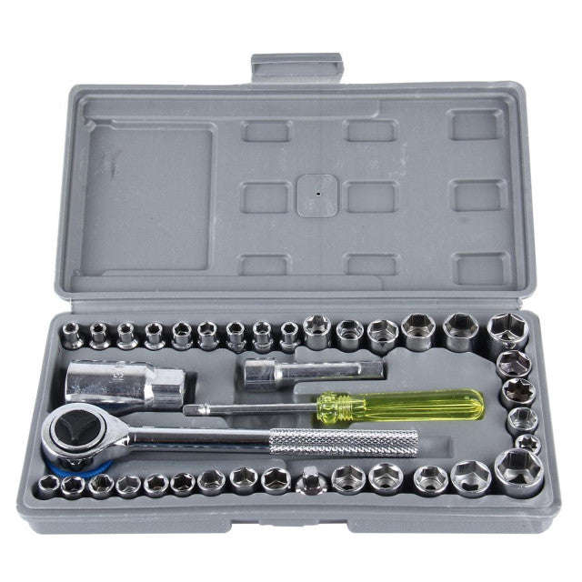 40-Pcs 1/4" And 3/8" Combination Socket Wrench Set