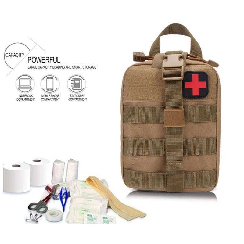 Portable Tactical First Aid Kit Medical Bag for Hiking JB-34 BROWN