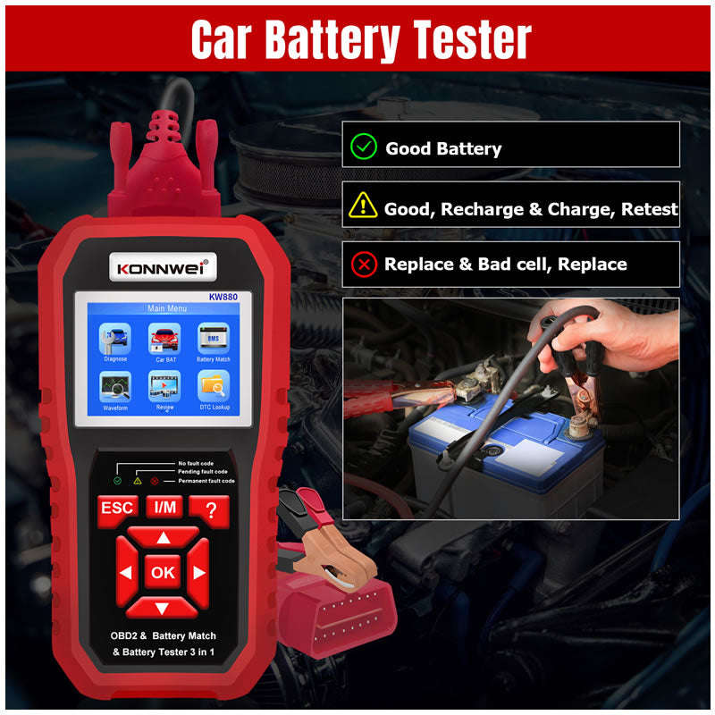Professional OBD2 KW880 Car Auto Battery Cranking Tester NG-184