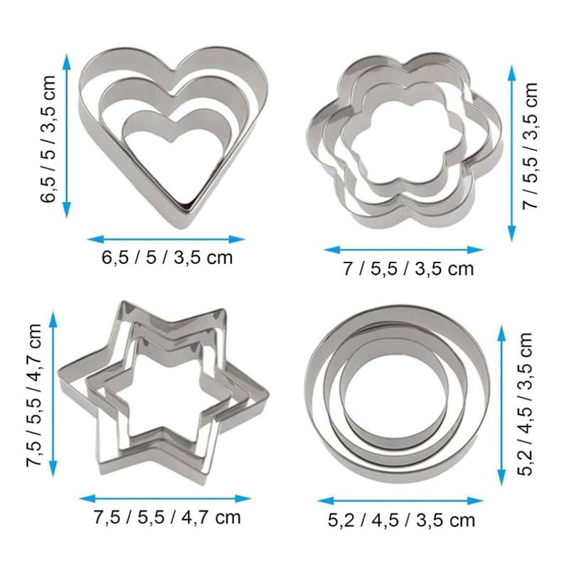 12-Piece Stainless Steel Cookie Cutter Set