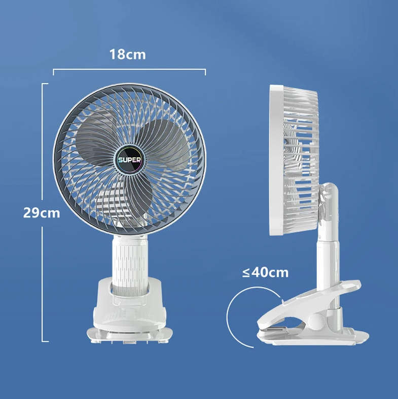 Multi-Functional 4-in-1 Rechargeable Portable Clip Fan PM-037