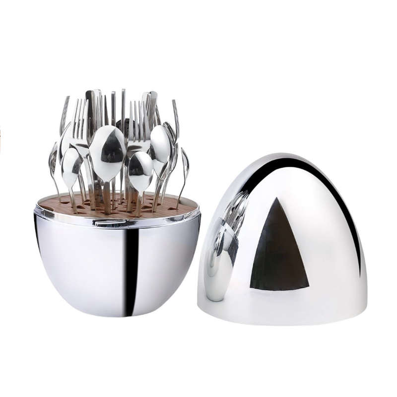 Luxury 24pc Egg Shaped Flatware Cutlery Set- IB-168 silver