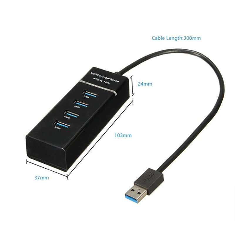 4-in-1 High-Speed USB 3.0 Port Hub