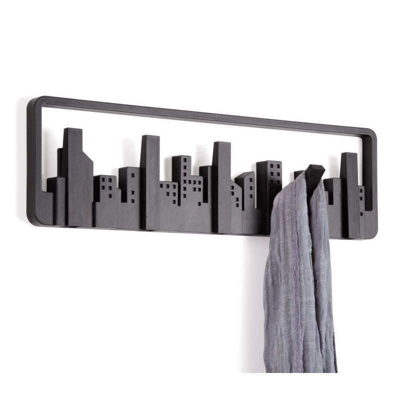 5 Flip-Down Wall-Mounted Creative City Buildings Hook Rack -XF0882