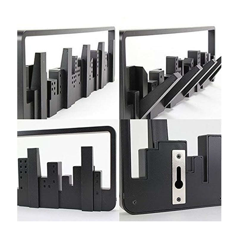 5 Flip-Down Wall-Mounted Creative City Buildings Hook Rack -XF0882