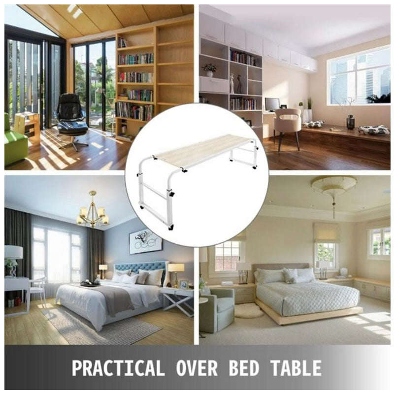 Height & Length Adjustable Overbed Mobile Table with Wheels HZ-18