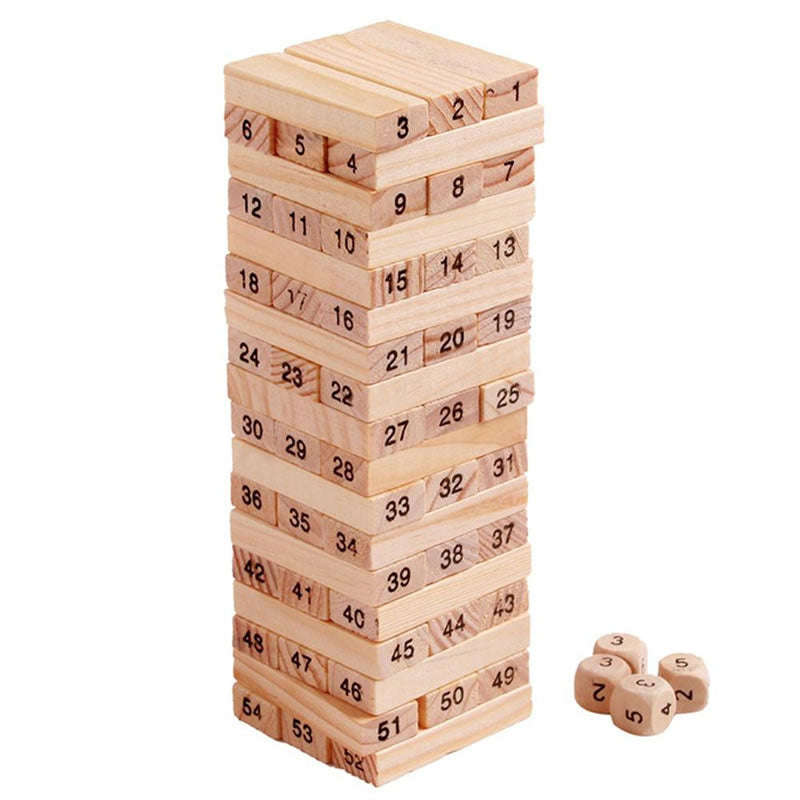 54-Pieces Wooden Stacking Board Building Blocks Set Game F47-88-11