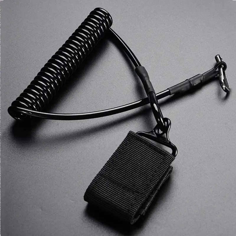 Retractable Tactical Spring Lanyard CF-73 BLACK