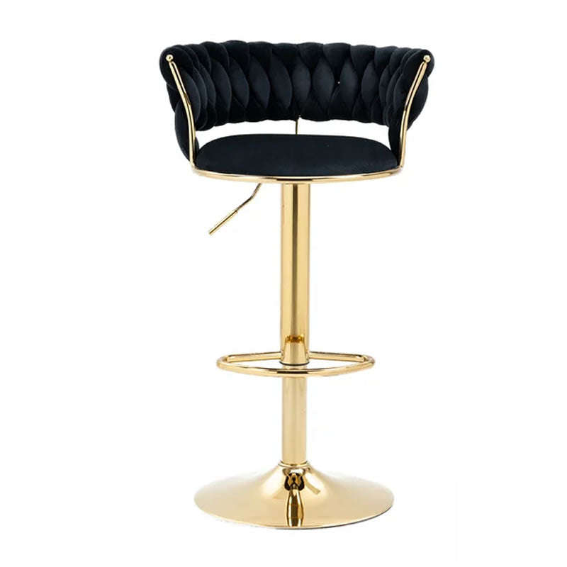 Velvet Swivel Luxury Bar Stool HZ882 BLACK FURNITURE