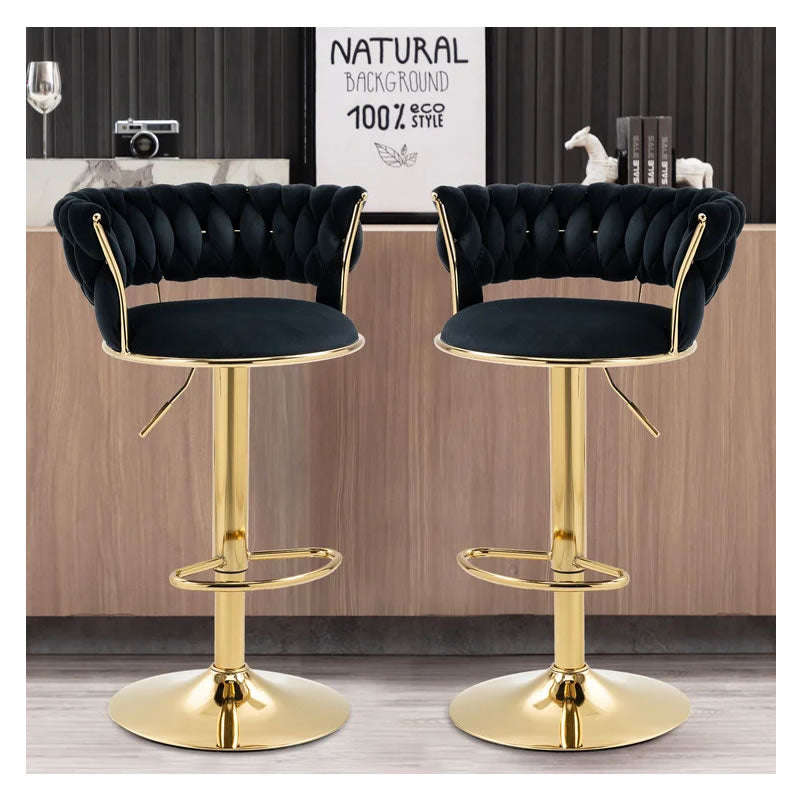 Velvet Swivel Luxury Bar Stool HZ882 BLACK FURNITURE