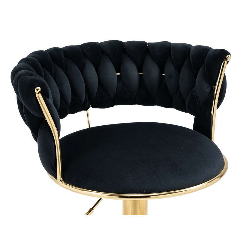 Velvet Swivel Luxury Bar Stool HZ882 BLACK FURNITURE