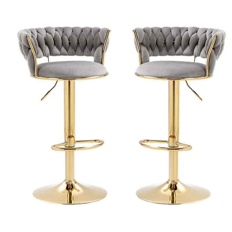 Set of 2 Velvet Swivel Luxury Bar Stool - HZ882 GREY