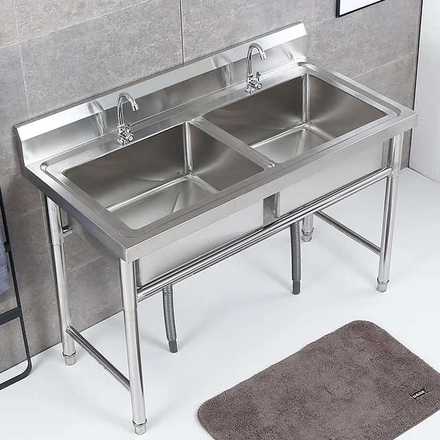 Double Bowl Sink  -  1700mm x 650mm x 900mm High - LHS & RHS  Work Area