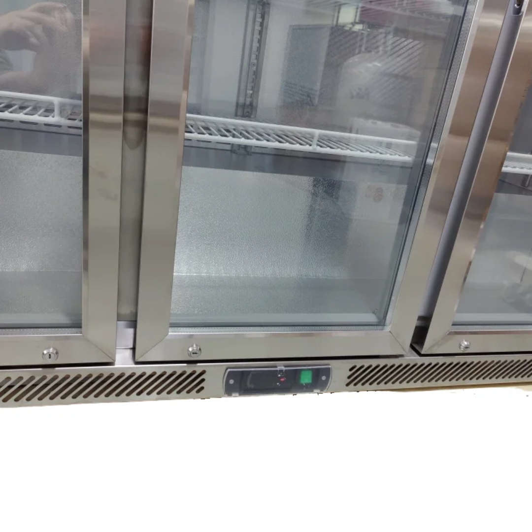 Commercial Back Bar Cooler 3 Glass Swing Doors 320 L PREMIUM  Stainless Steel - 1350 mm - 2 Sh...