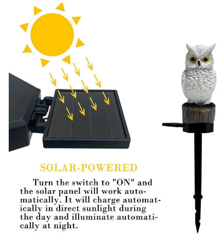 Garden Solar Light Outdoor Decor Resin Owl Solar LED Light with Stake