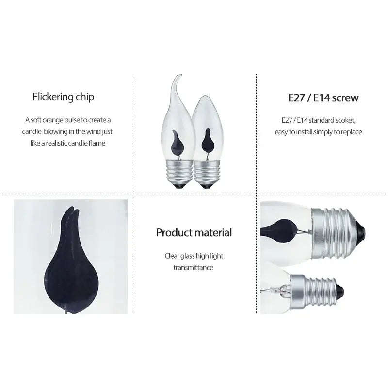 LED Vintage Edison Candle Light Retro Bulb - Flickering Flame Effect