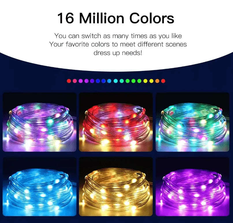 LED Smart String Fairy DIY Lights with Bluetooth and Remote - USB Powered